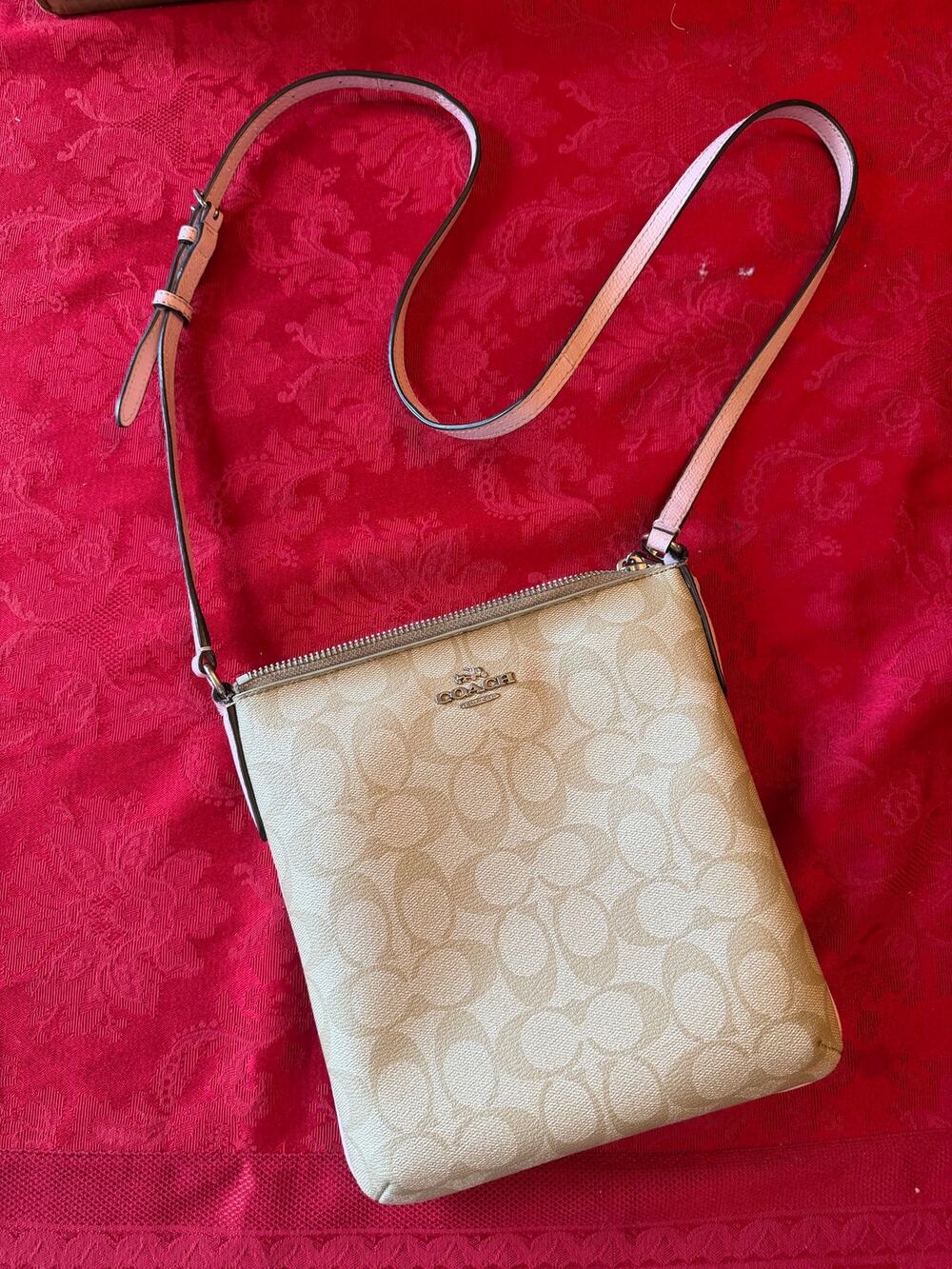 Coach Signature Canvas North/South Zip Crossbody Bag